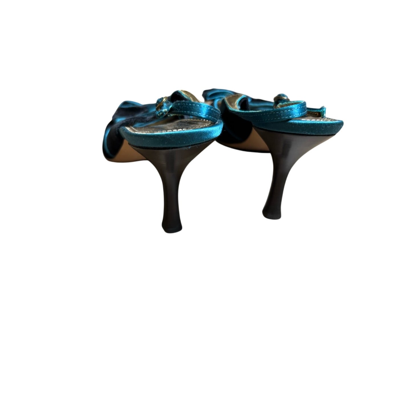 BCBG Teal Peep Toe Sling Back Heels Sz 8