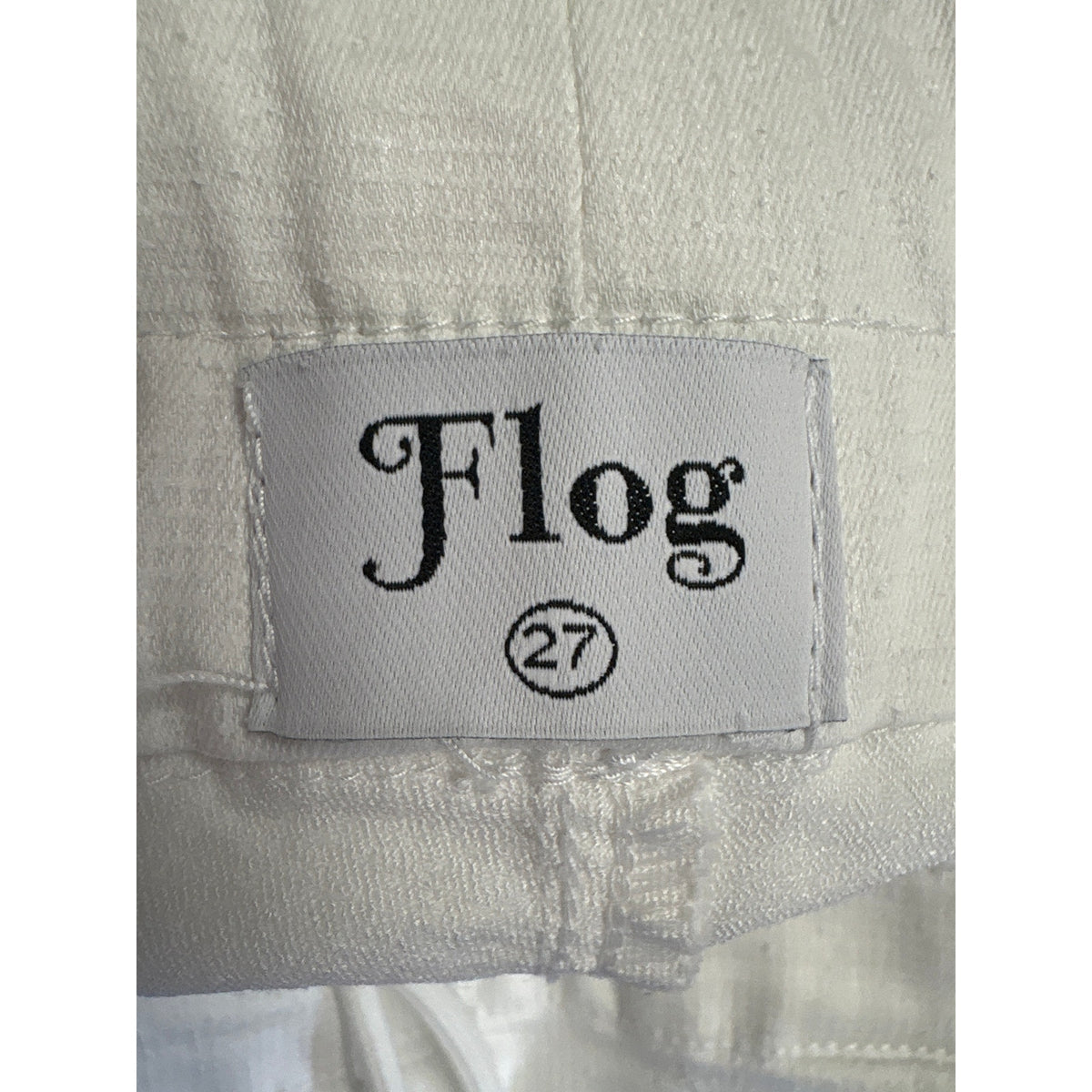 Bevy Flog white Pull On Slim Leg Draw String Pants Sz 27