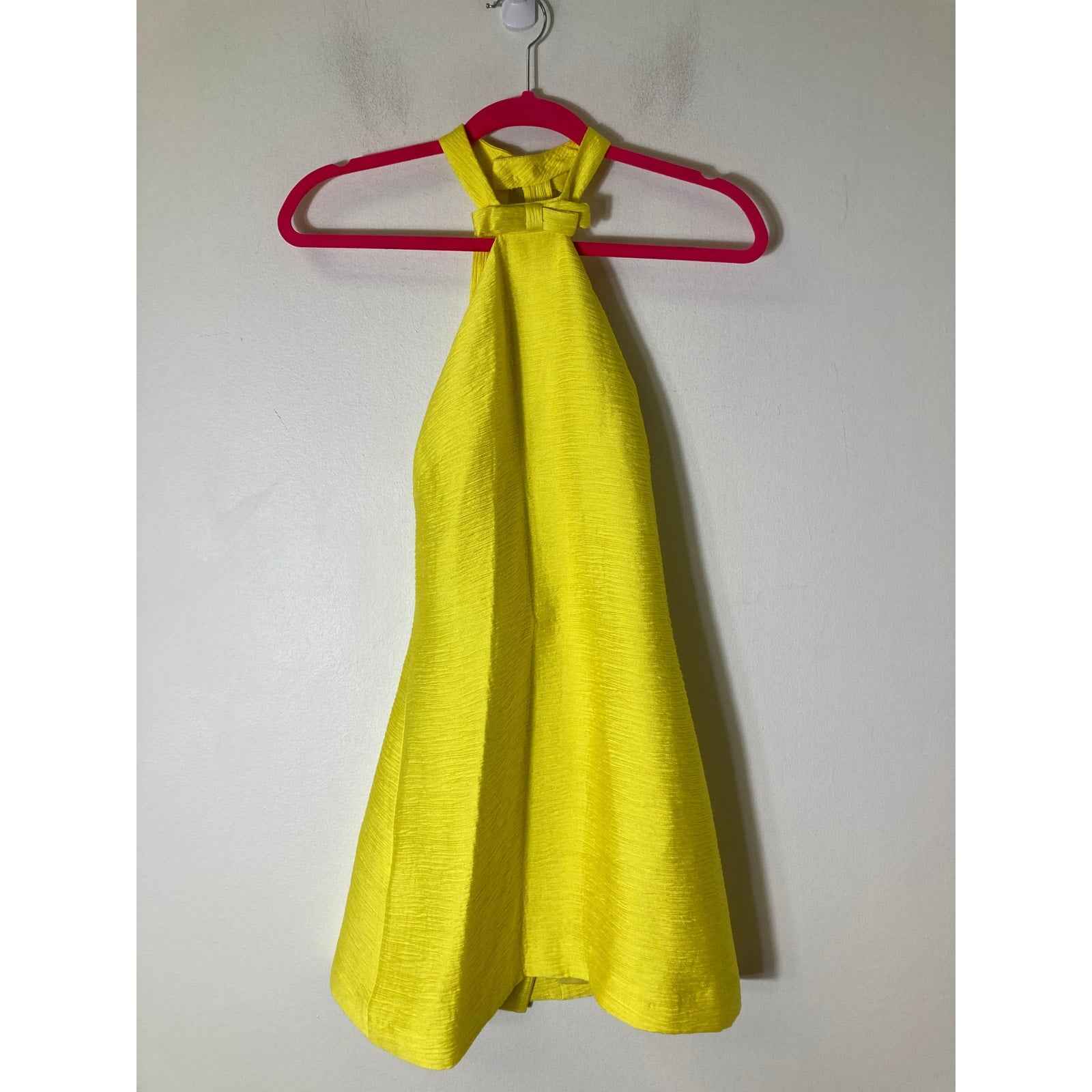 Alexis Yellow Halter Back Button Down Mini Dress Sz XS