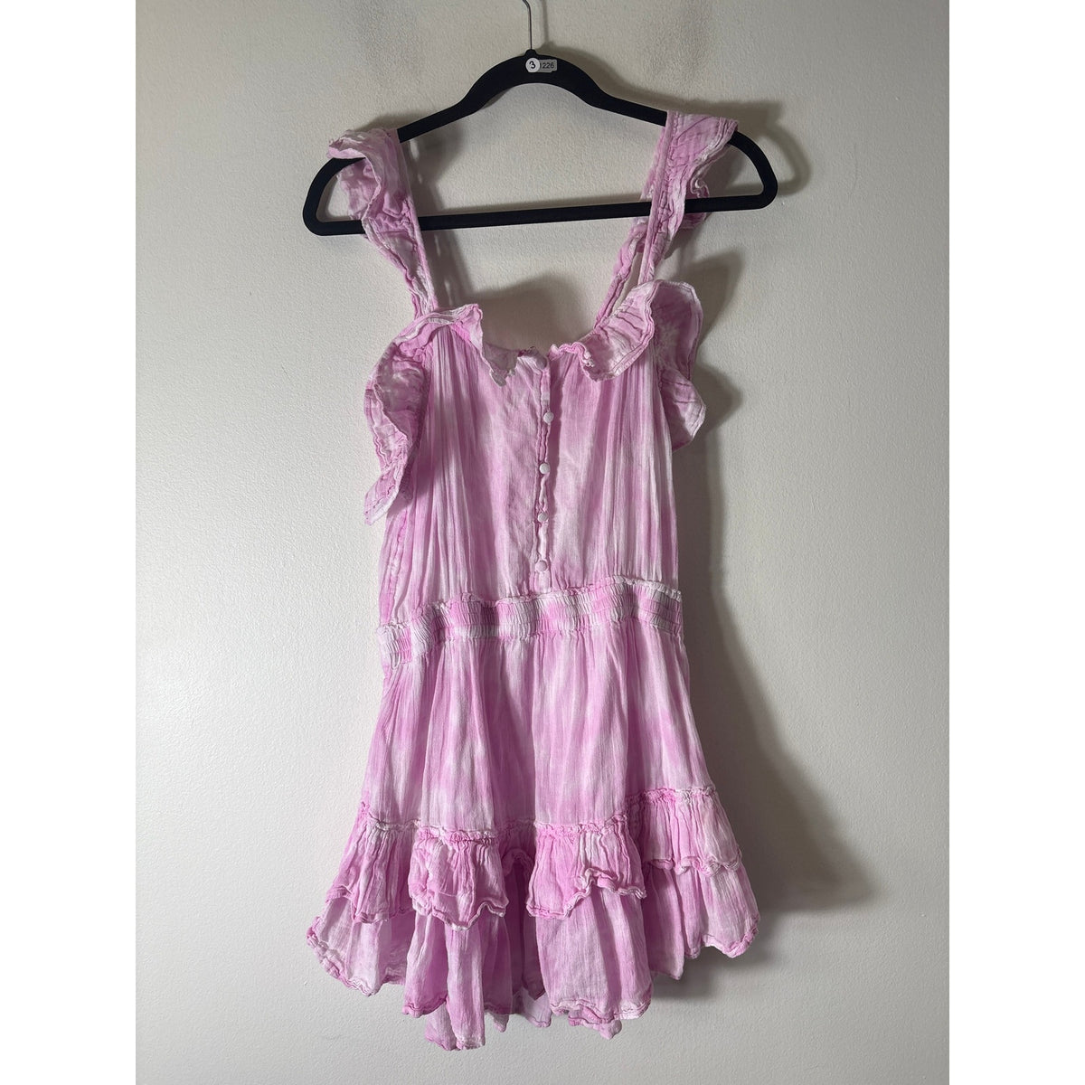 Love Shack Fancy Pink Watercolor Sleeveless Cotton Mini Dress Sz
