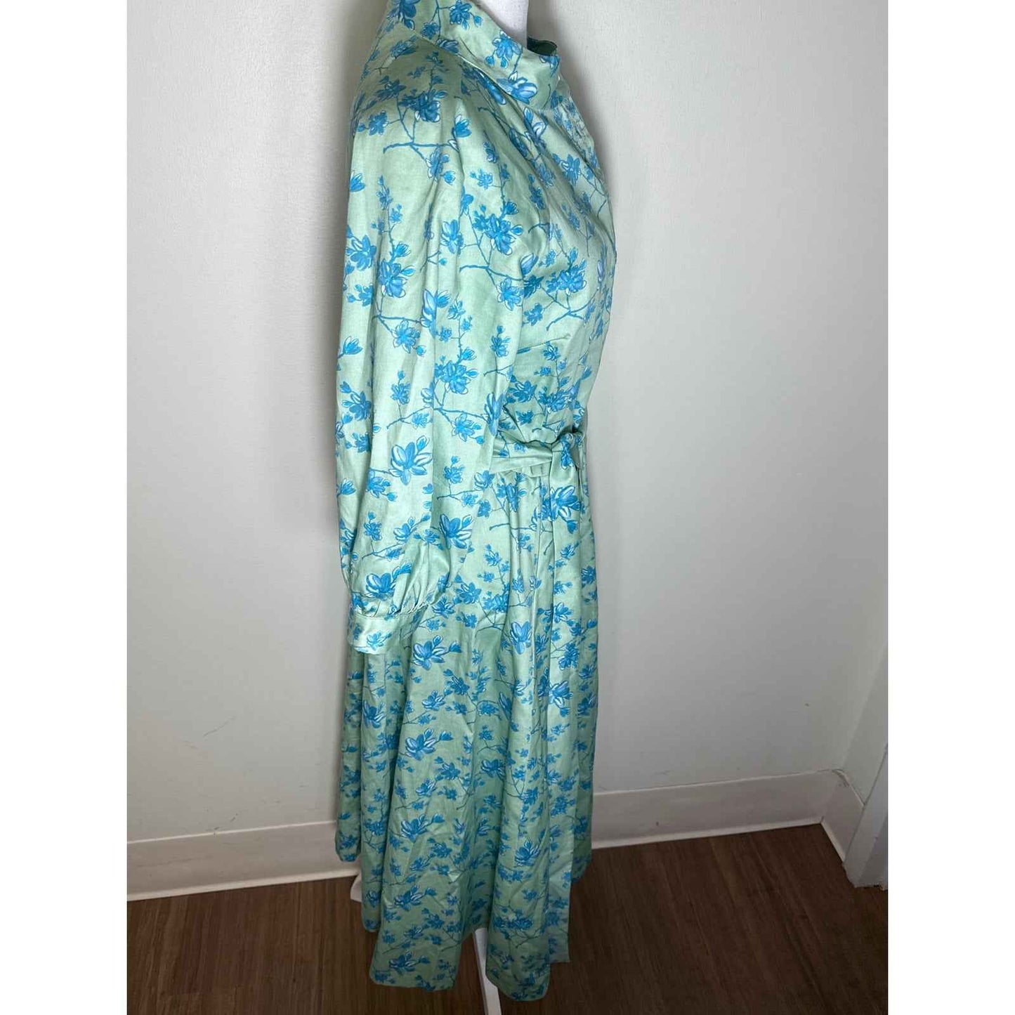 Susan Albright Huntington Green adn Teal Floral Dress Sz S