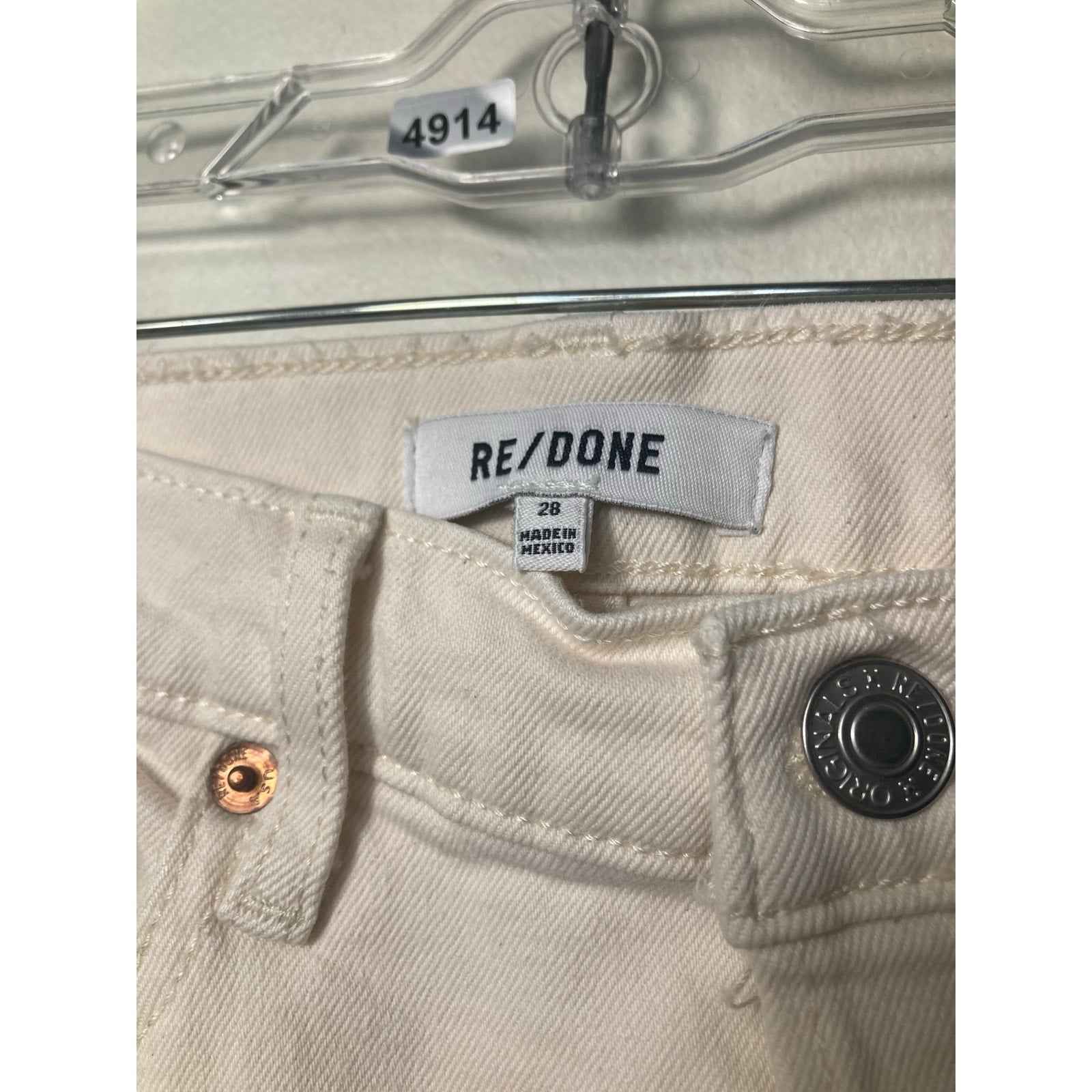 Re/Done Off White 70S Stove Pipe Ankle Jean with Raw Hem Sz 28