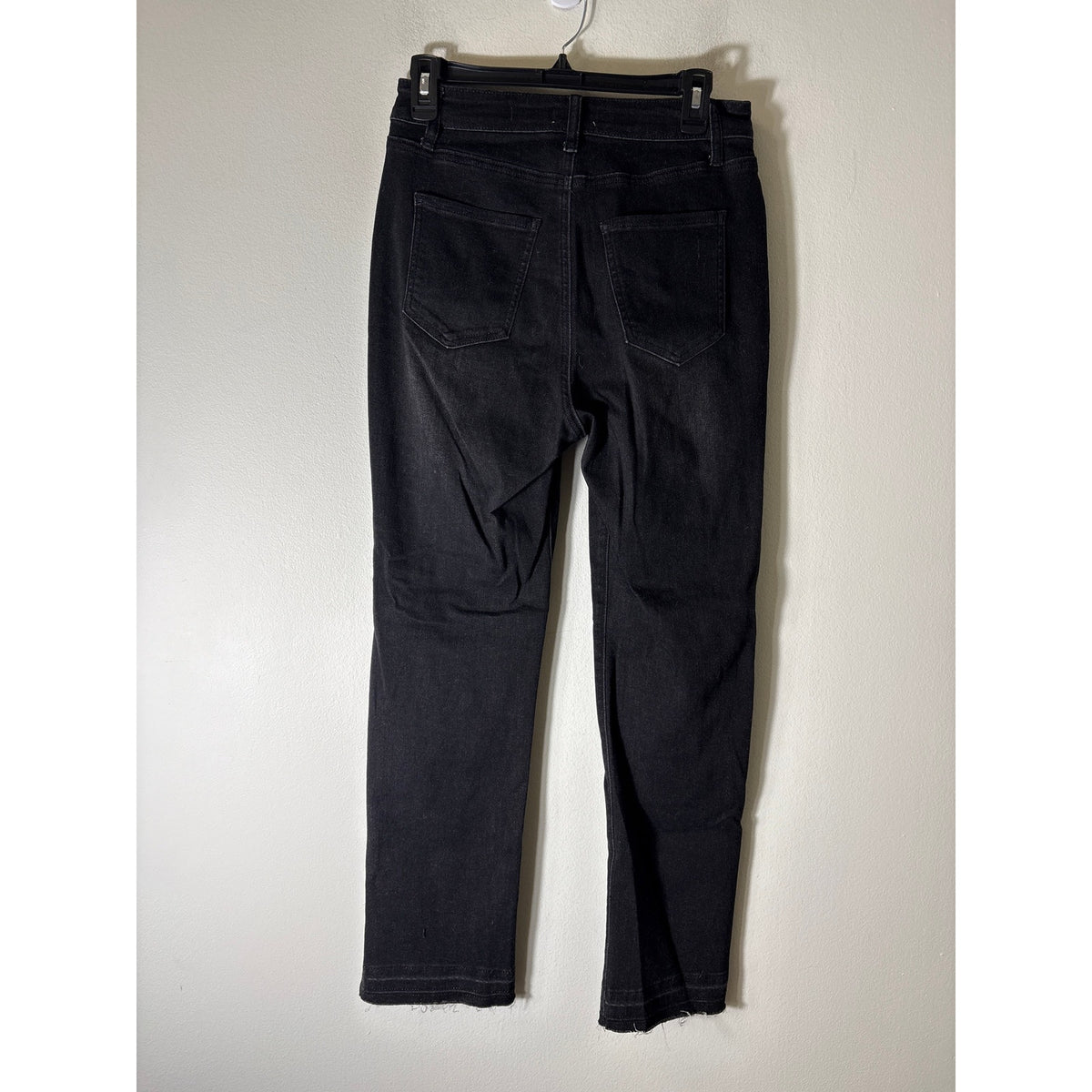 Mudpie Black Straight Leg Denim Jeans with Raw Hem Sz M