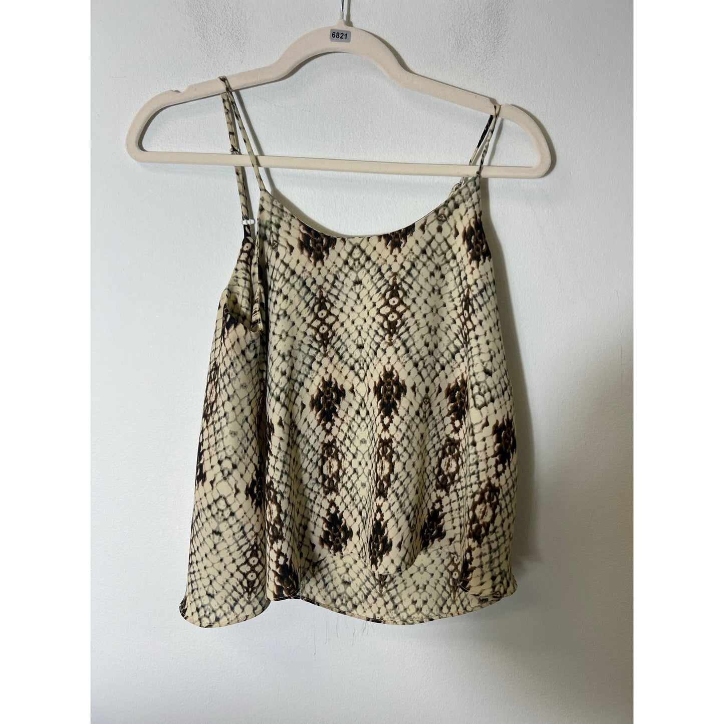 Mia Moda Boutique Brown Snake Skin Print Sleeveless Cropped Top Sz M