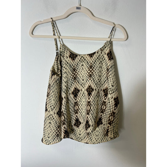 Mia Moda Boutique Brown Snake Skin Print Sleeveless Cropped Top Sz M