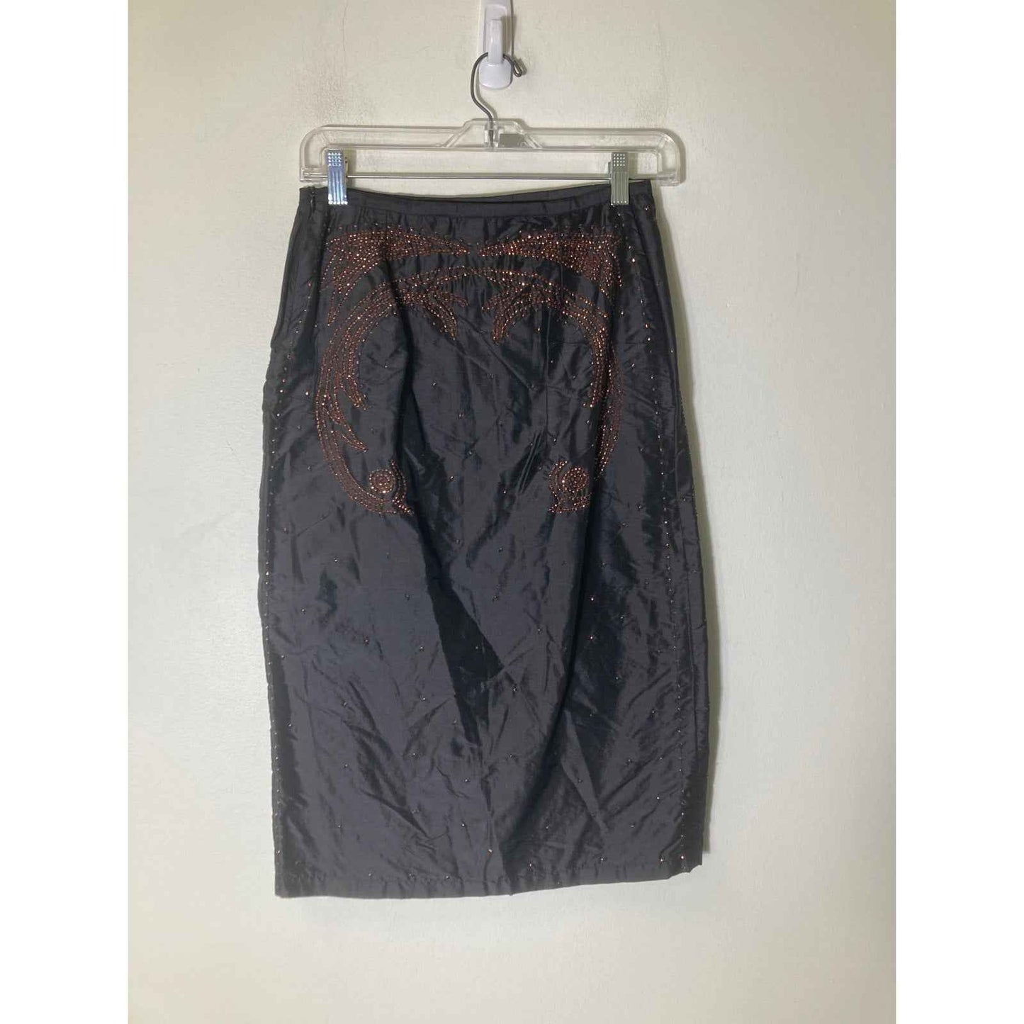 French Connection Black Silk Pencil Midi skirt Sz 4