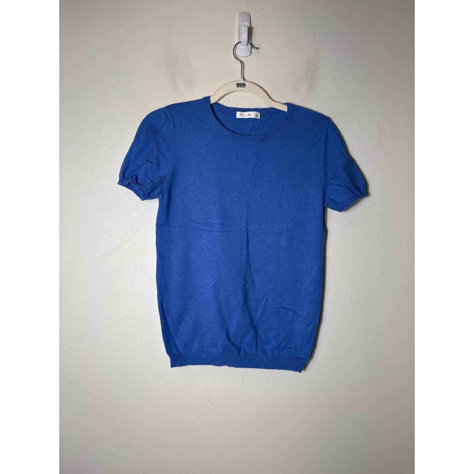 Active Usa Blue Short Sleeve Sweater Top Sz S