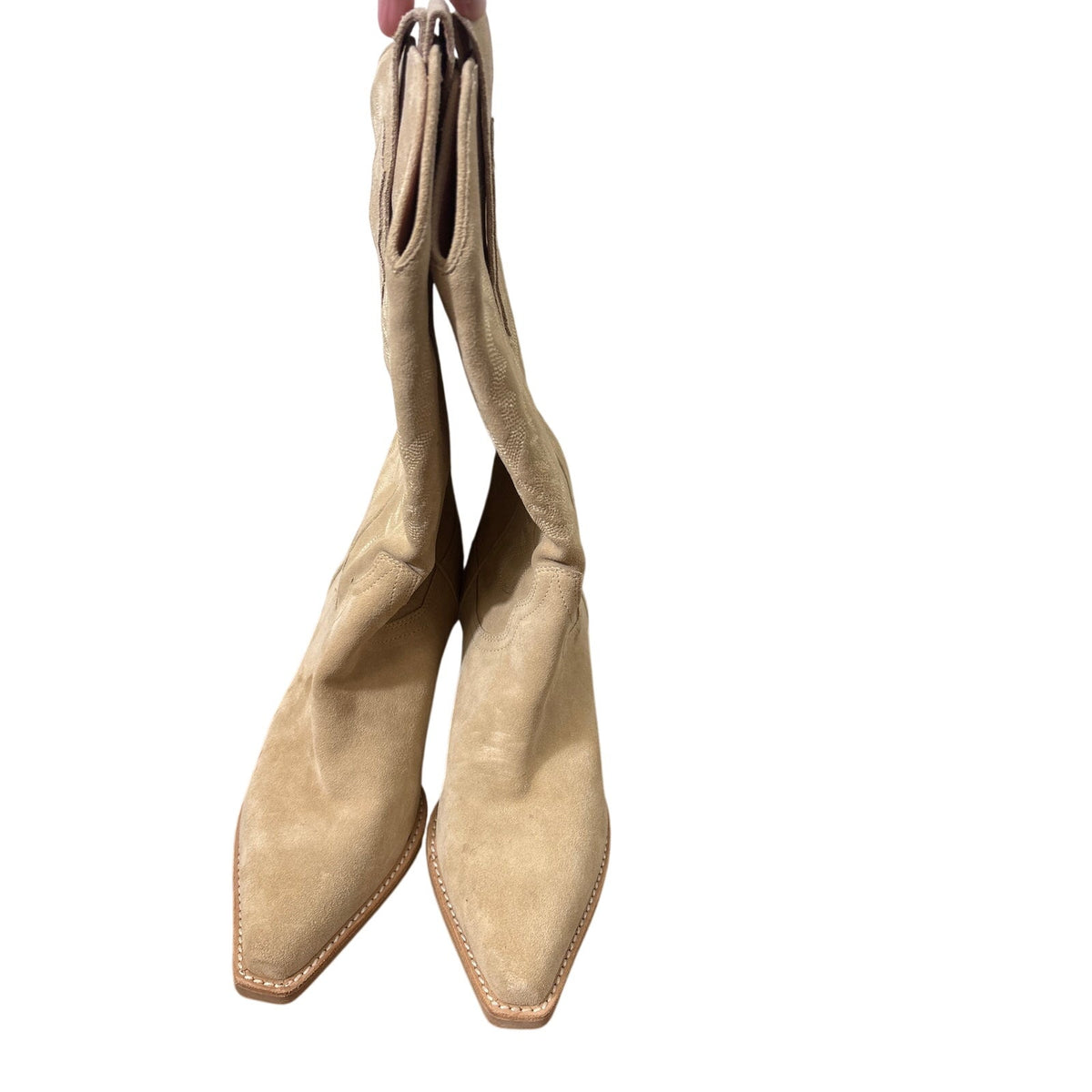 Jeffrey Campbell Light Tan Suede Cowboy Boots Sz 10