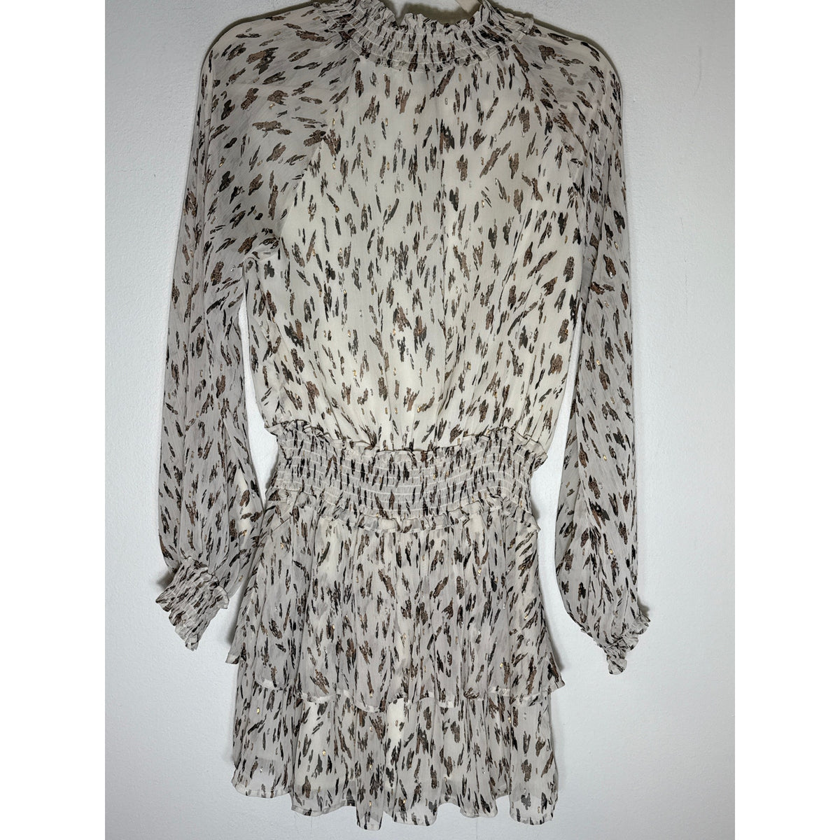 VICI Off White Long Sleeve V-Neck Blouson Dress Sz S