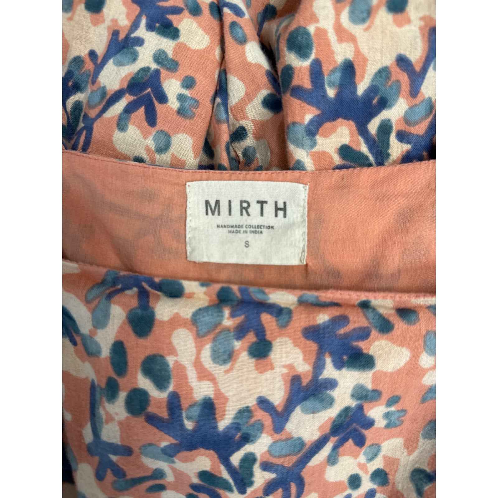 Mirth Pink Blue Cotton Sleeveless Fully Lined Midi Dress Sz S