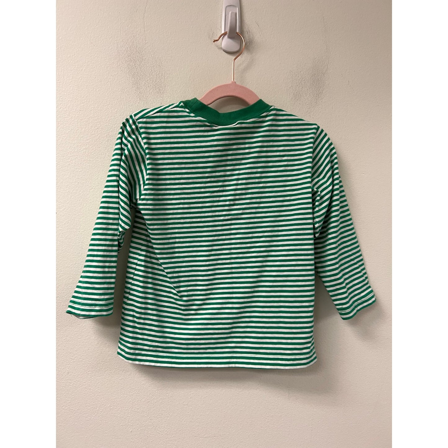 Luigi Kids Santa Embroidered Green and White Stripe Long Sleeve Sz 5