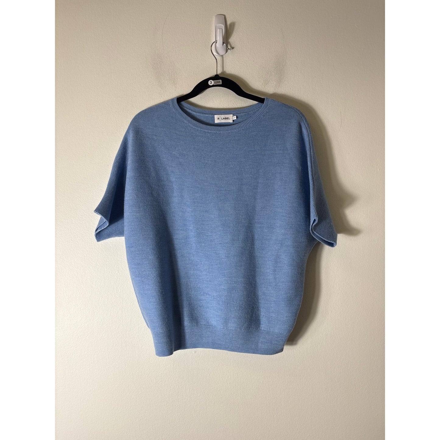 R|Label Light Blue Funnel Sleeve Wool Knit Sweater Sz XS
