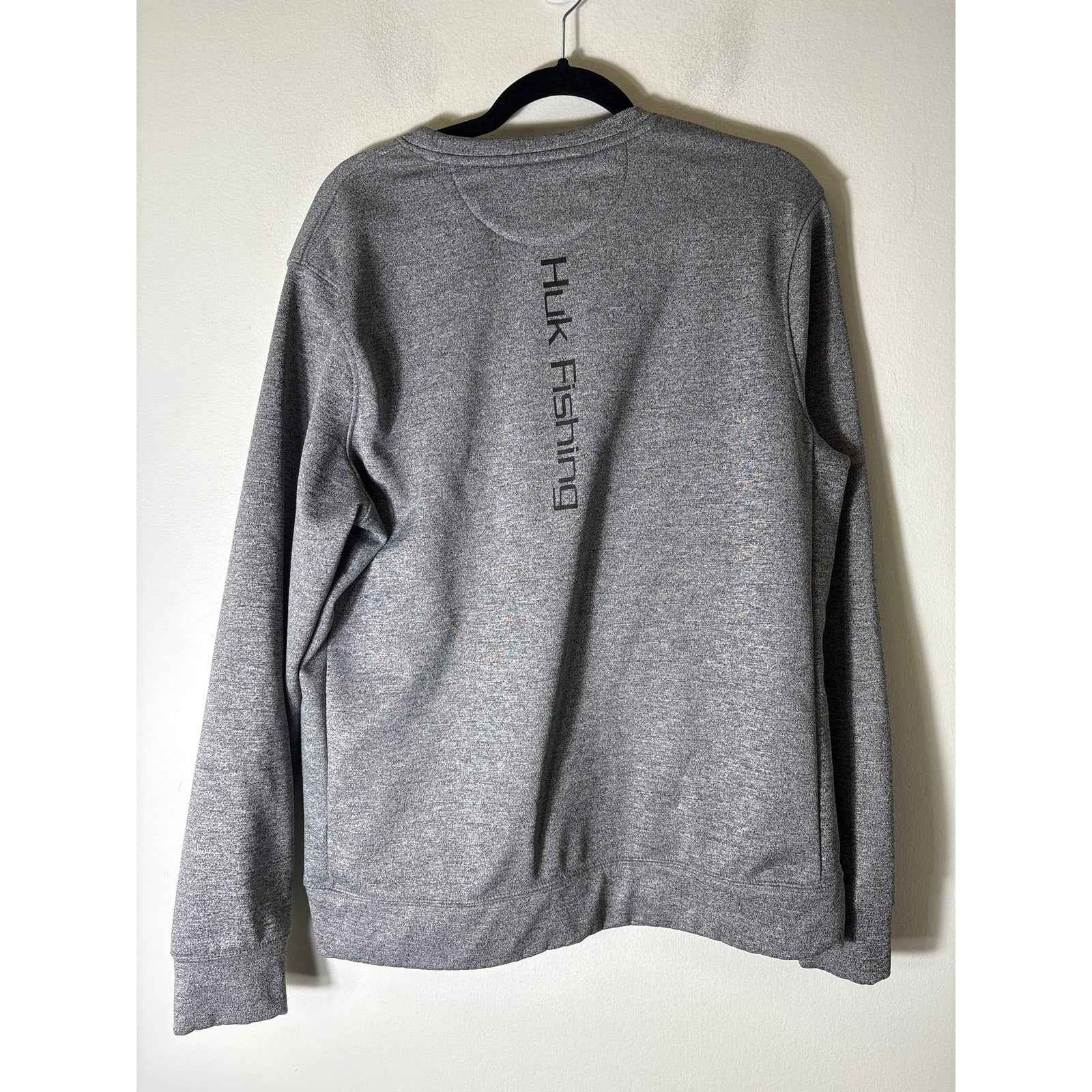 Mens Huk Performance Fishing Gray Long sleeve Sweat Shirt Sz M