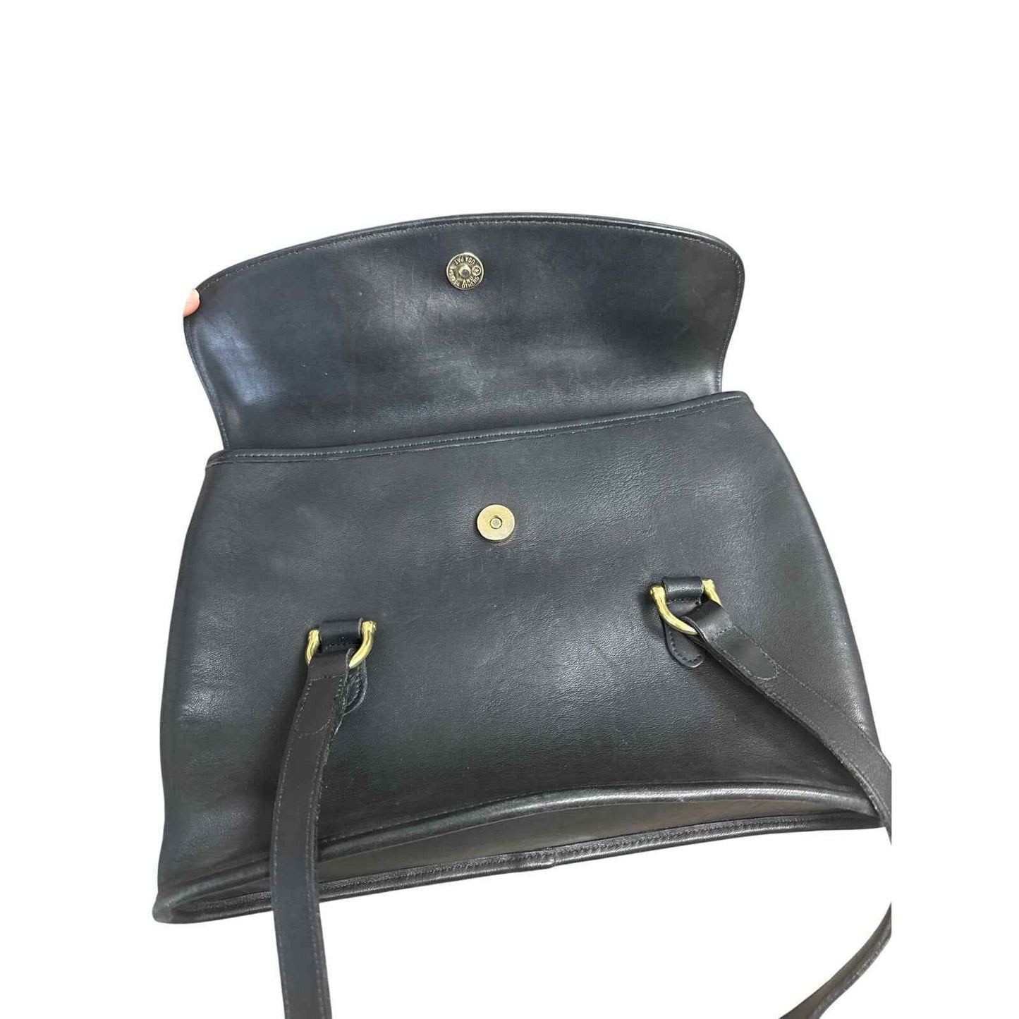 Coach Black Leather Foldover Shoulder Bag 12"x 9