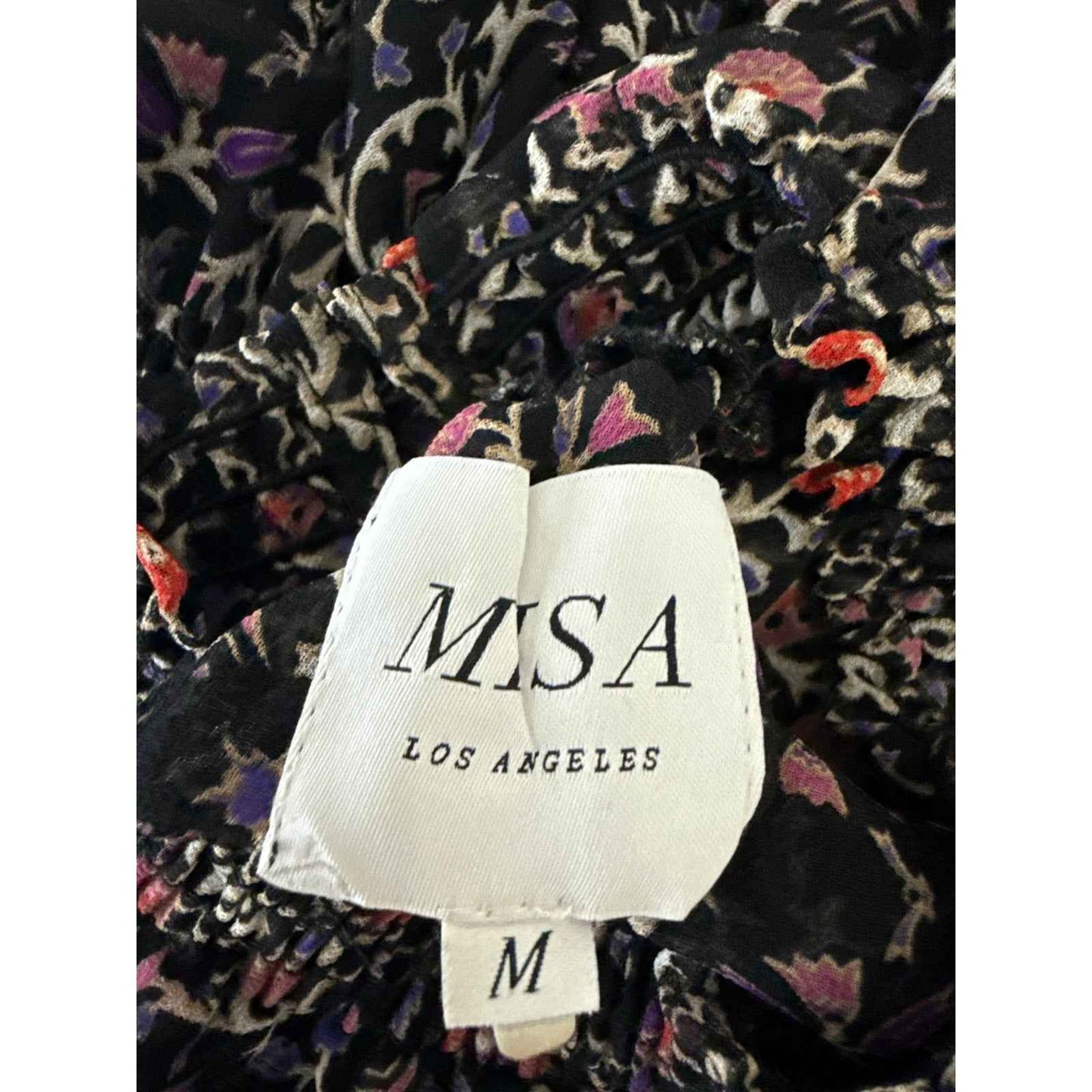 Misa Los Angeles Purple Floral Long Sleeve Maxi Dress Sz M