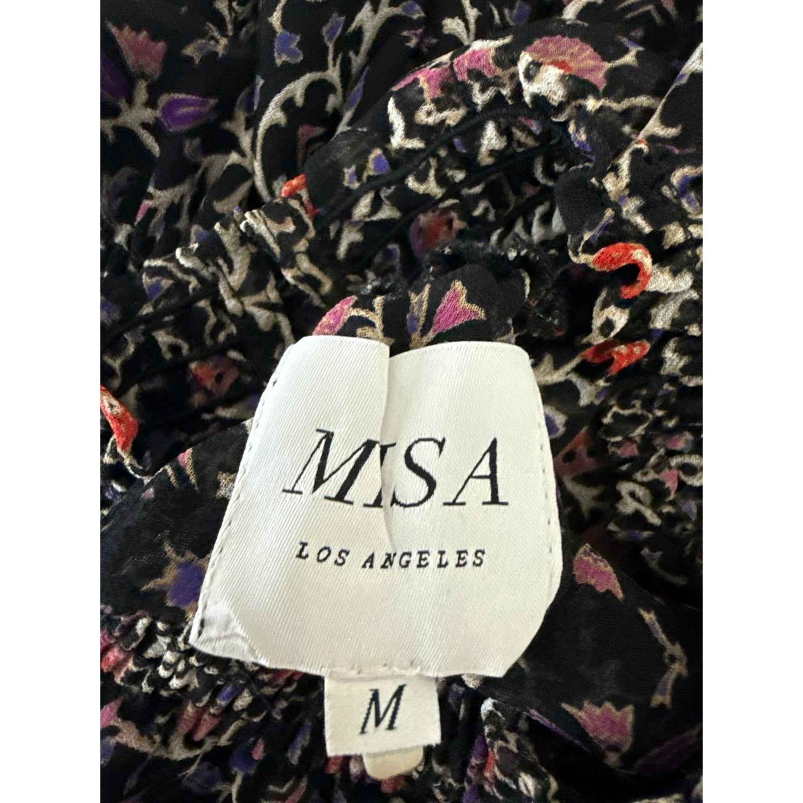 Misa Los Angeles Purple Floral Long Sleeve Maxi Dress Sz M