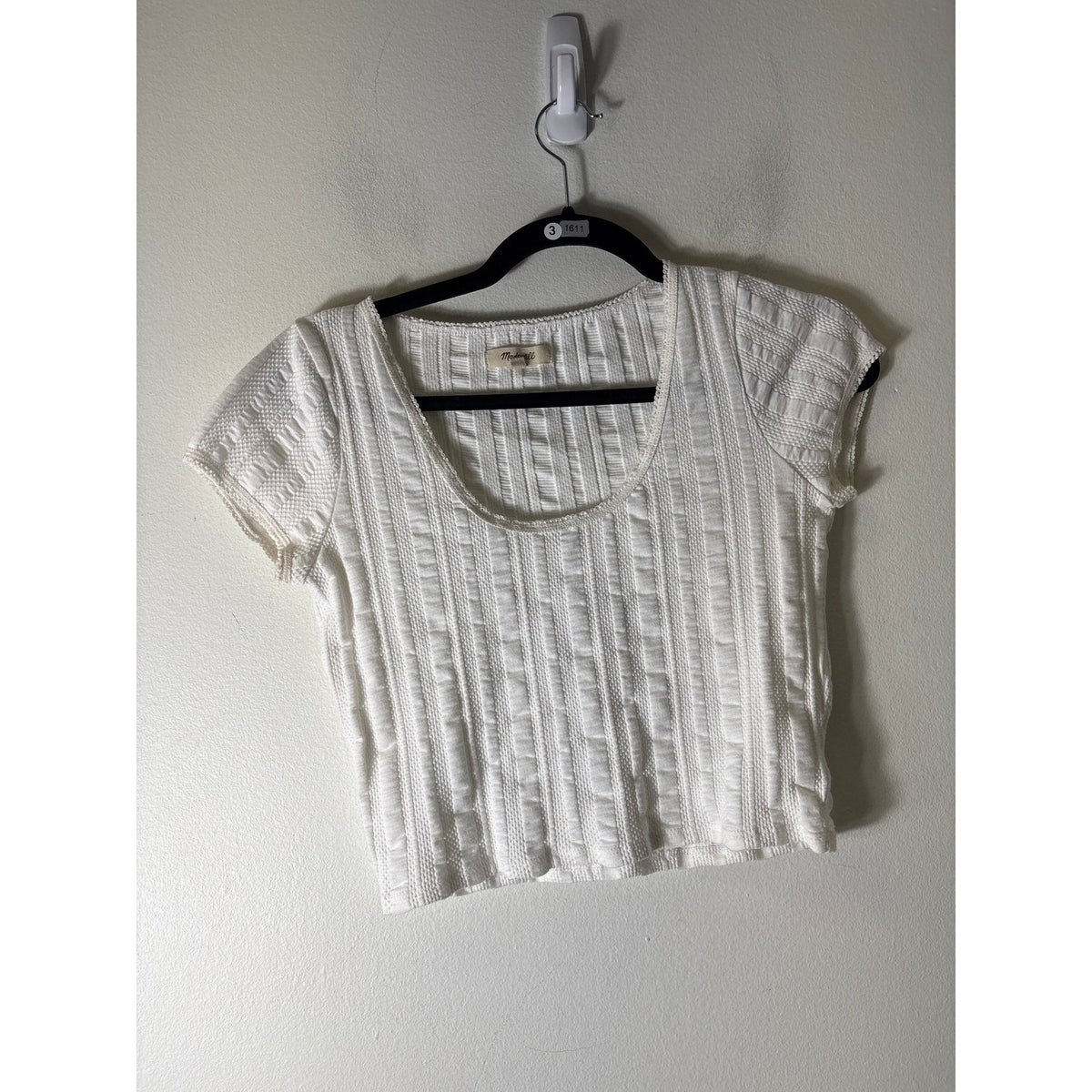Madewell White Ribbed Cropped Top Sz S