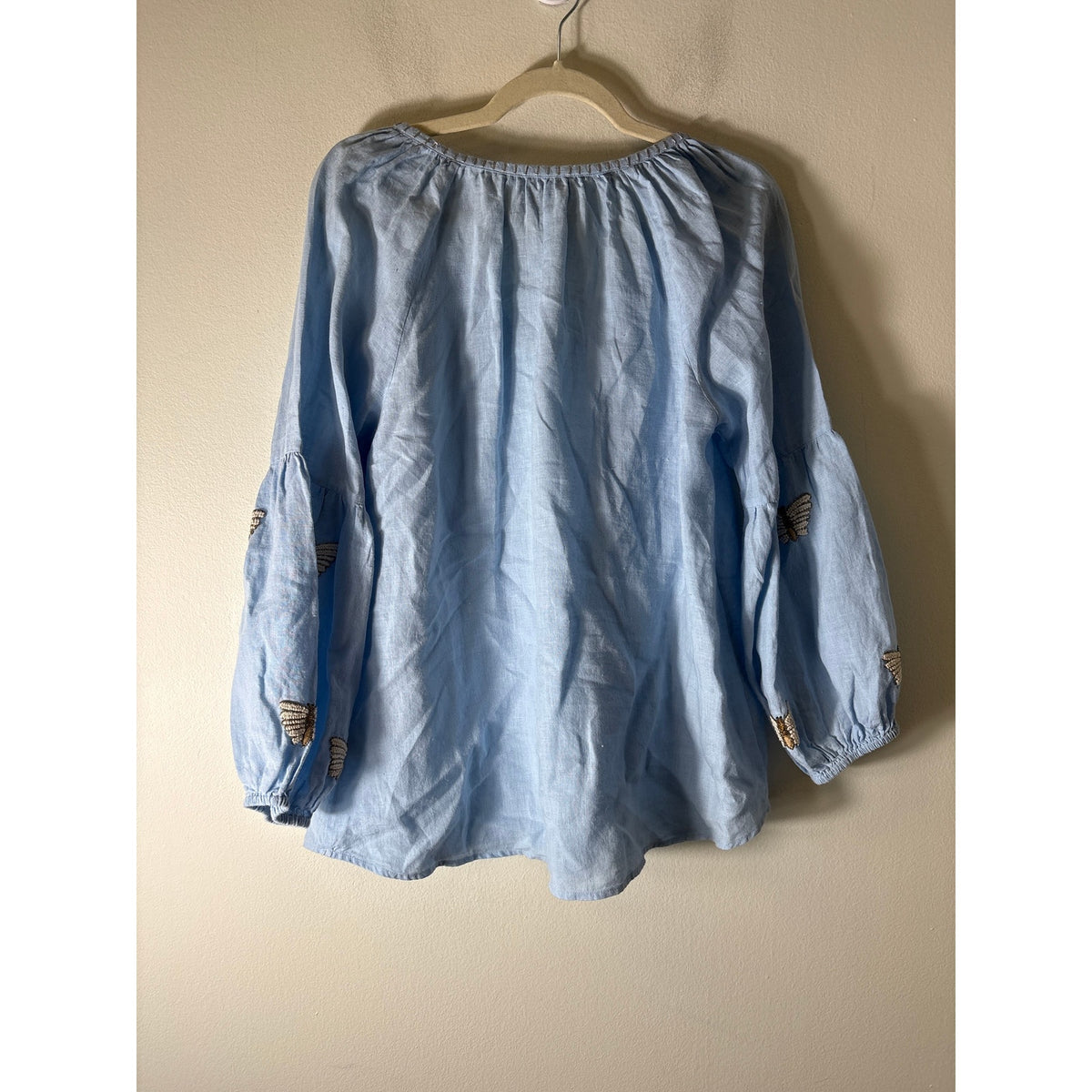 Benarus Light Blue Long Sleeve Linen Tunic Sz M