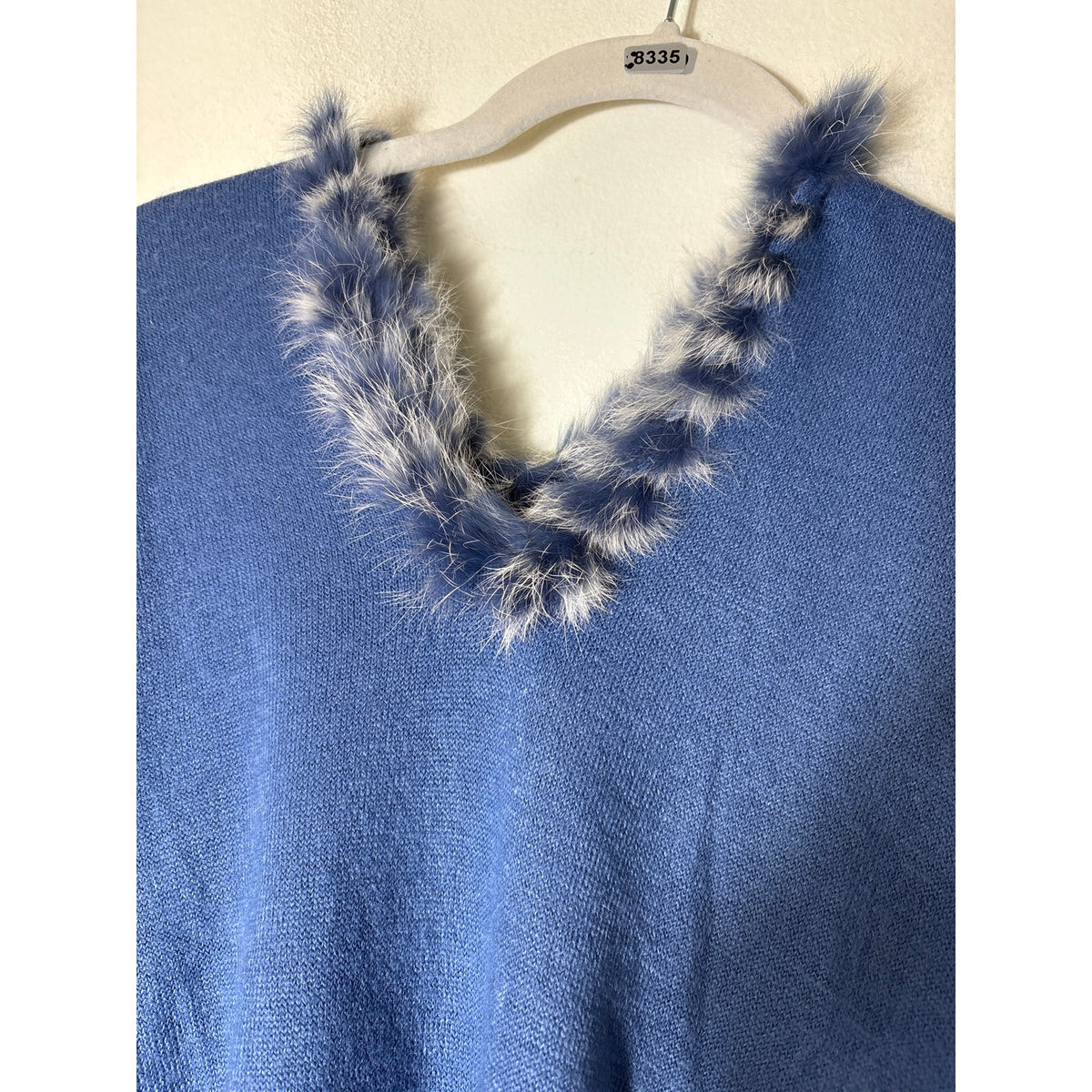 Periwinkle Blue Fur Lined ONe Shoulder Poncho Sz OS