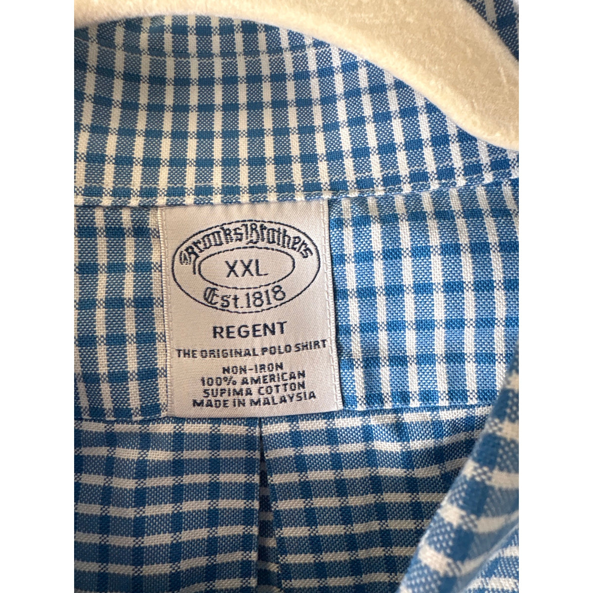 Brooks Brothers Blue and White Regent Non Iron Button Up Shirt Sz XXL