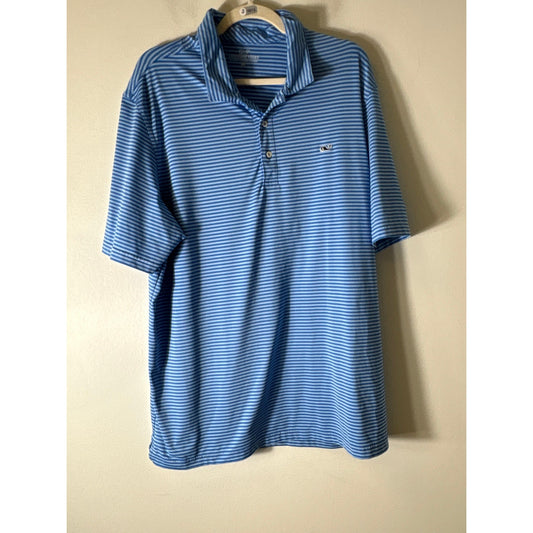 Vineyard Vines Blue Stripe Short Sleeve Golf Shirt Sz XL