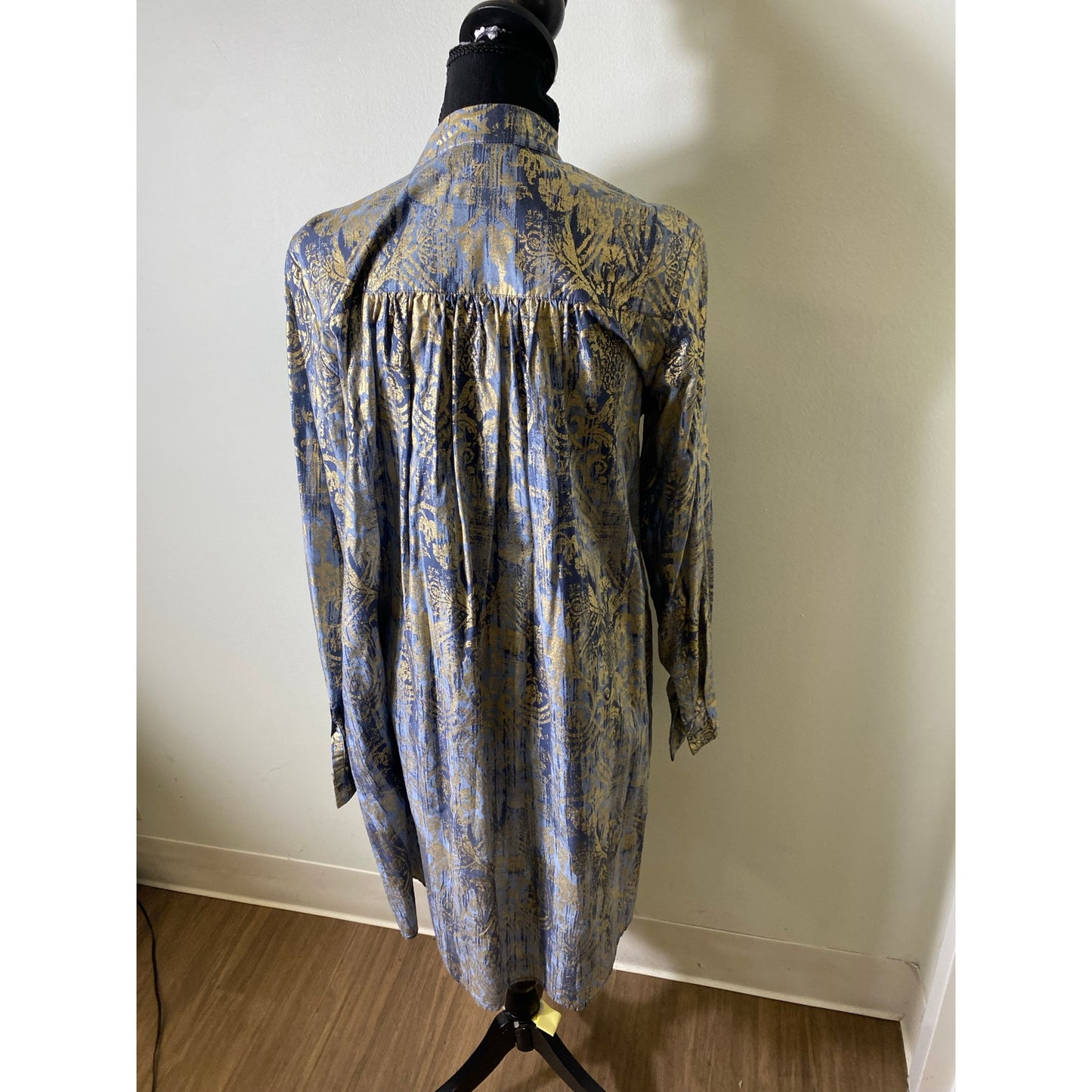 Mason's Blue Gold Long Sleeve Button Up Special Occasion Dress Sz 6