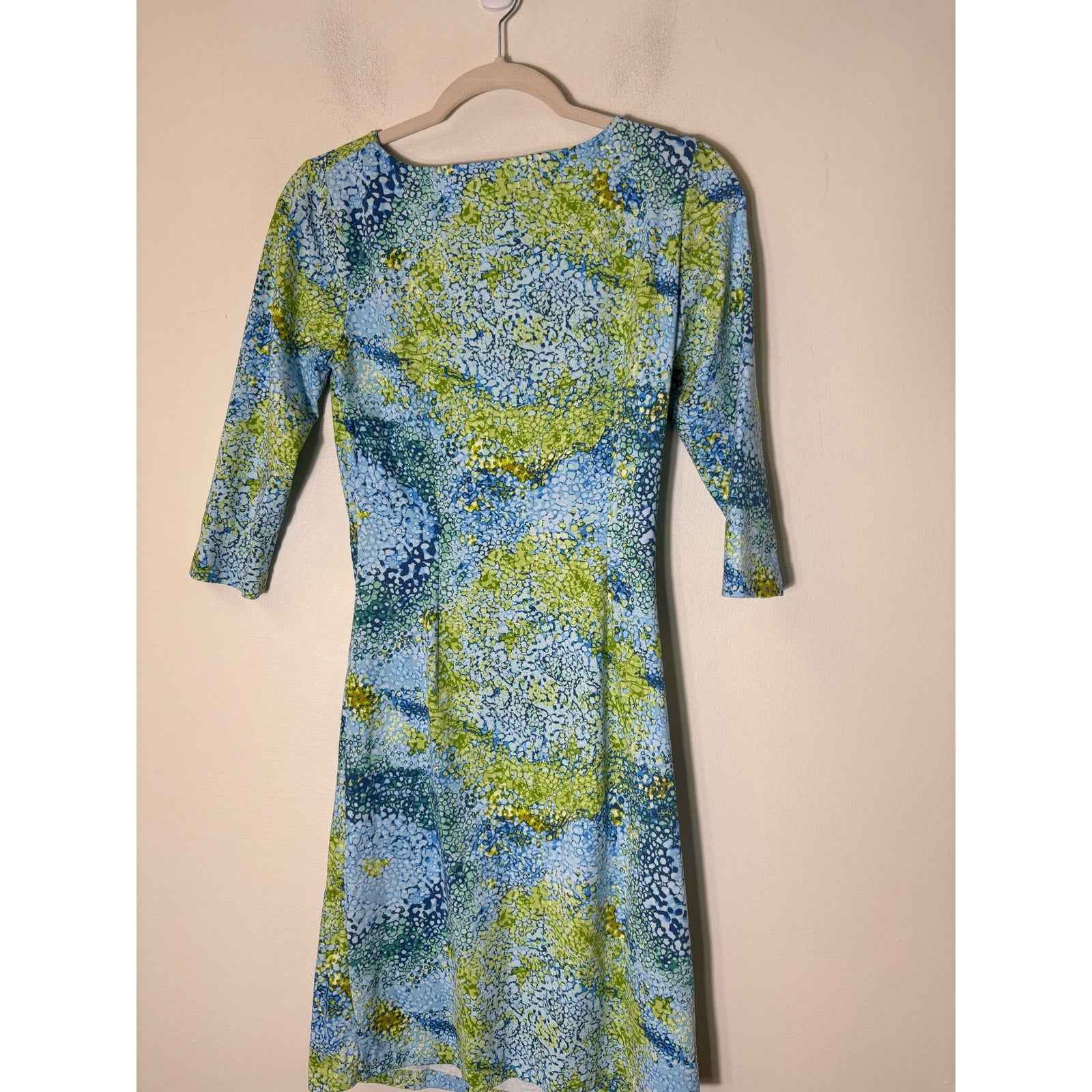 J. McLaughlin Blue and Green Sheeth Dress Sz S