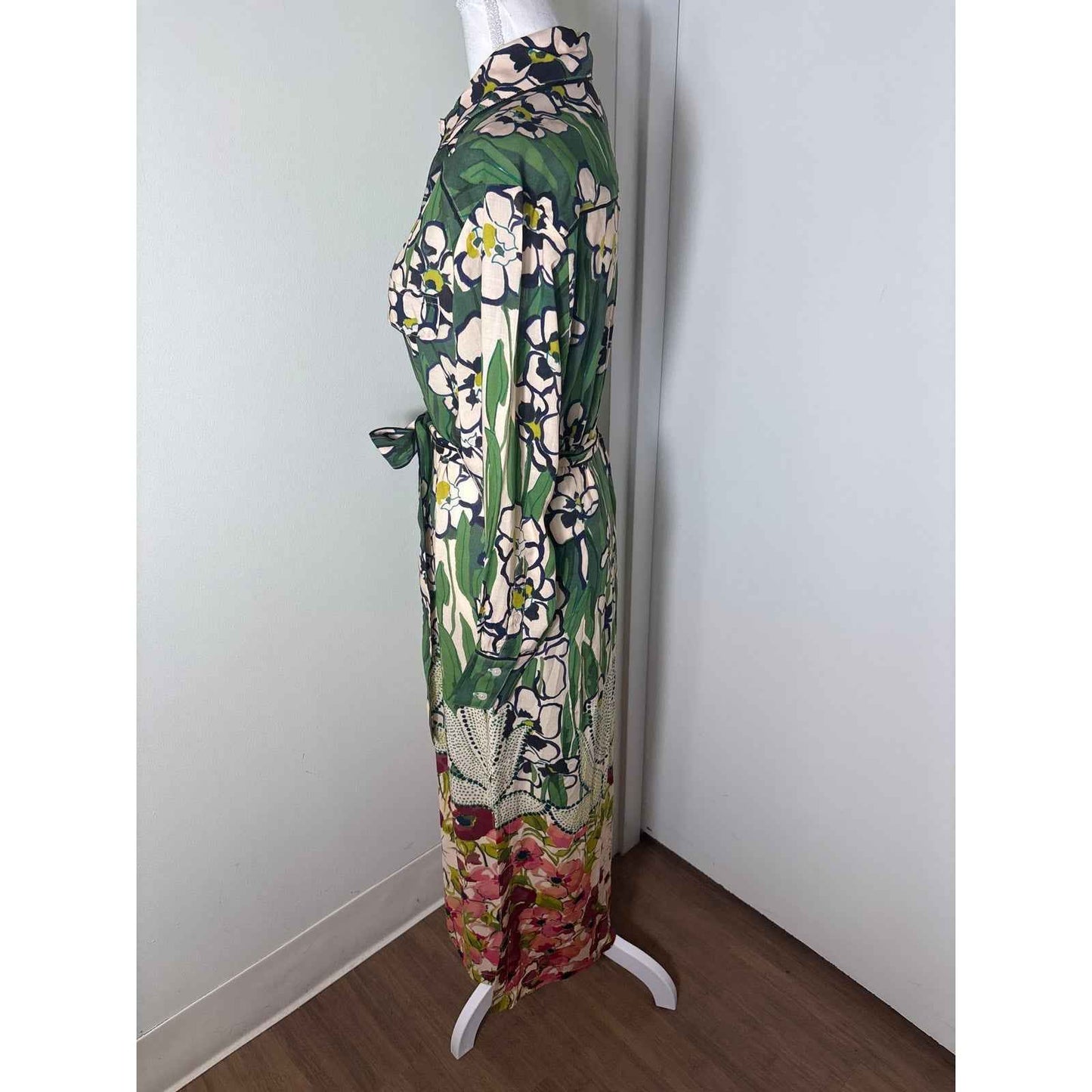 Smythe Tailored Shirt Dress Garden Floral Sz S