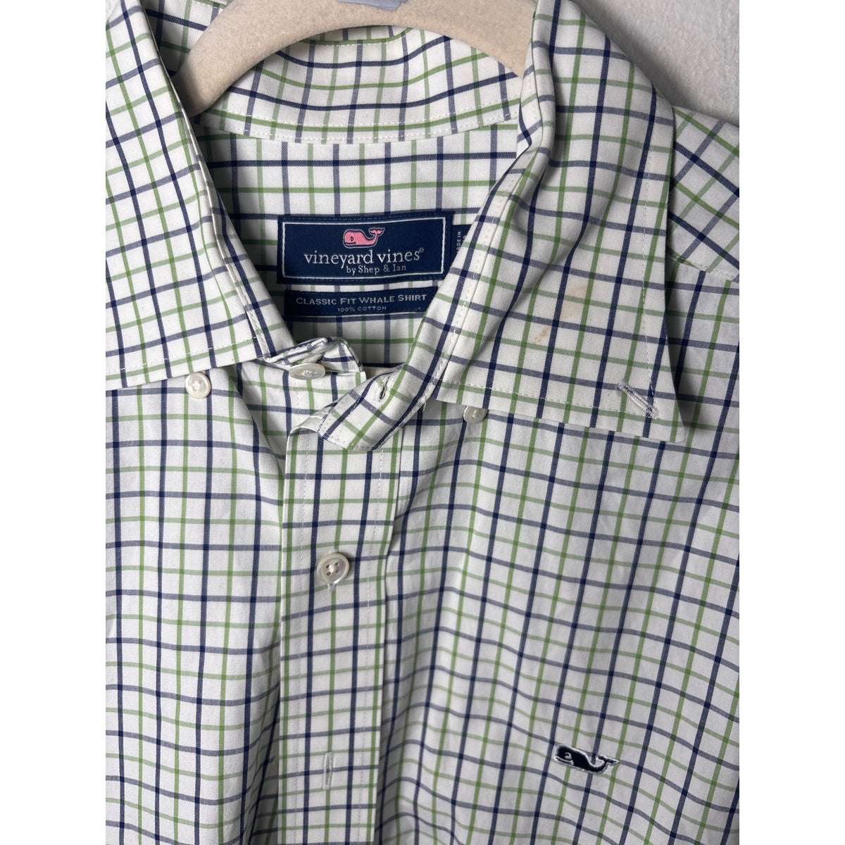 Men's Vineyard Vines Navy Green Plaid Long Sleeve Cotton Button Down Sz M