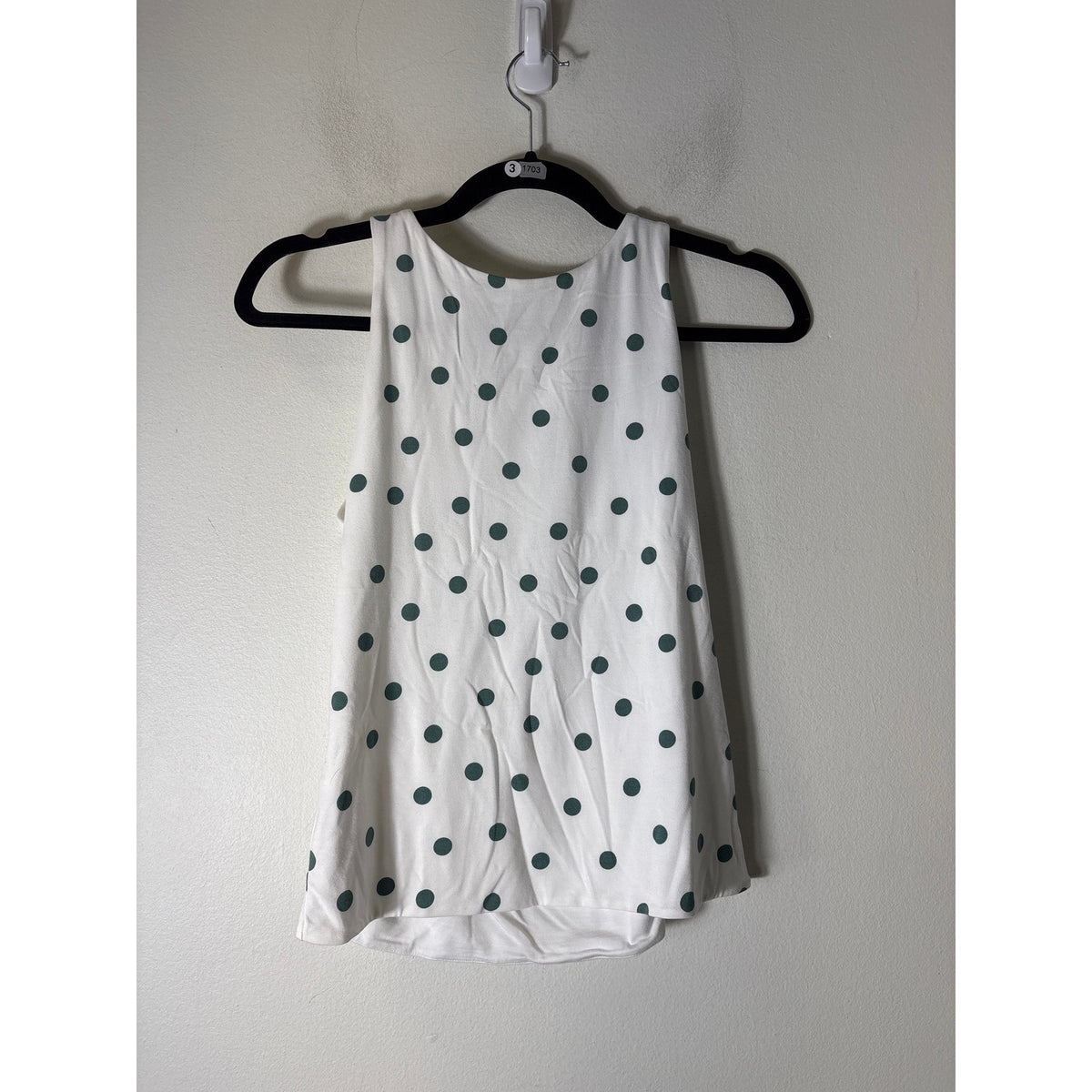Ann Taylor White and Green Polka Dot Tank Sz S