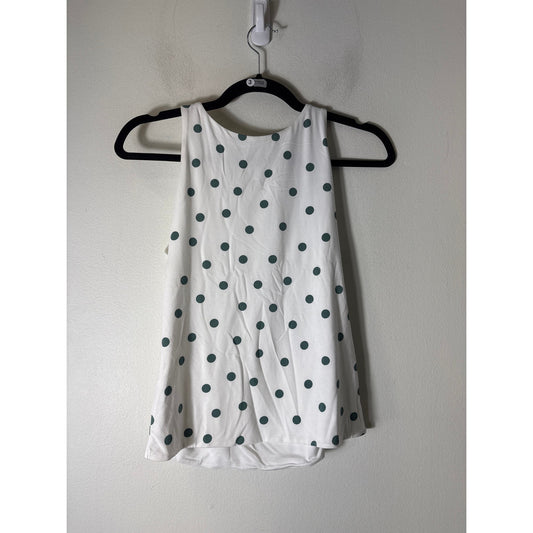 Ann Taylor White and Green Polka Dot Tank Sz S