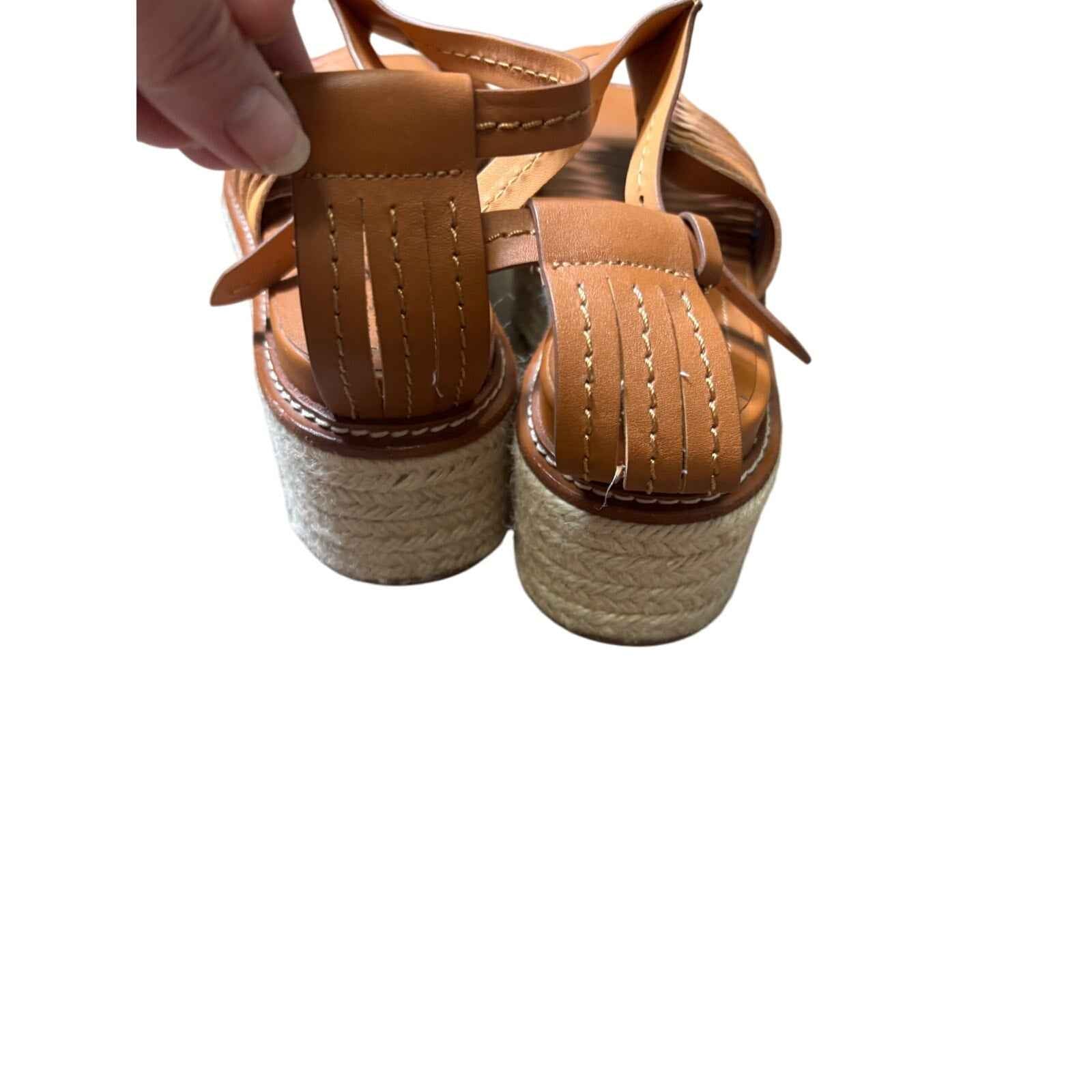 Ulla Johnson Valencia Twisted Contrast Leather Platform Espadrille Sandal sz 10