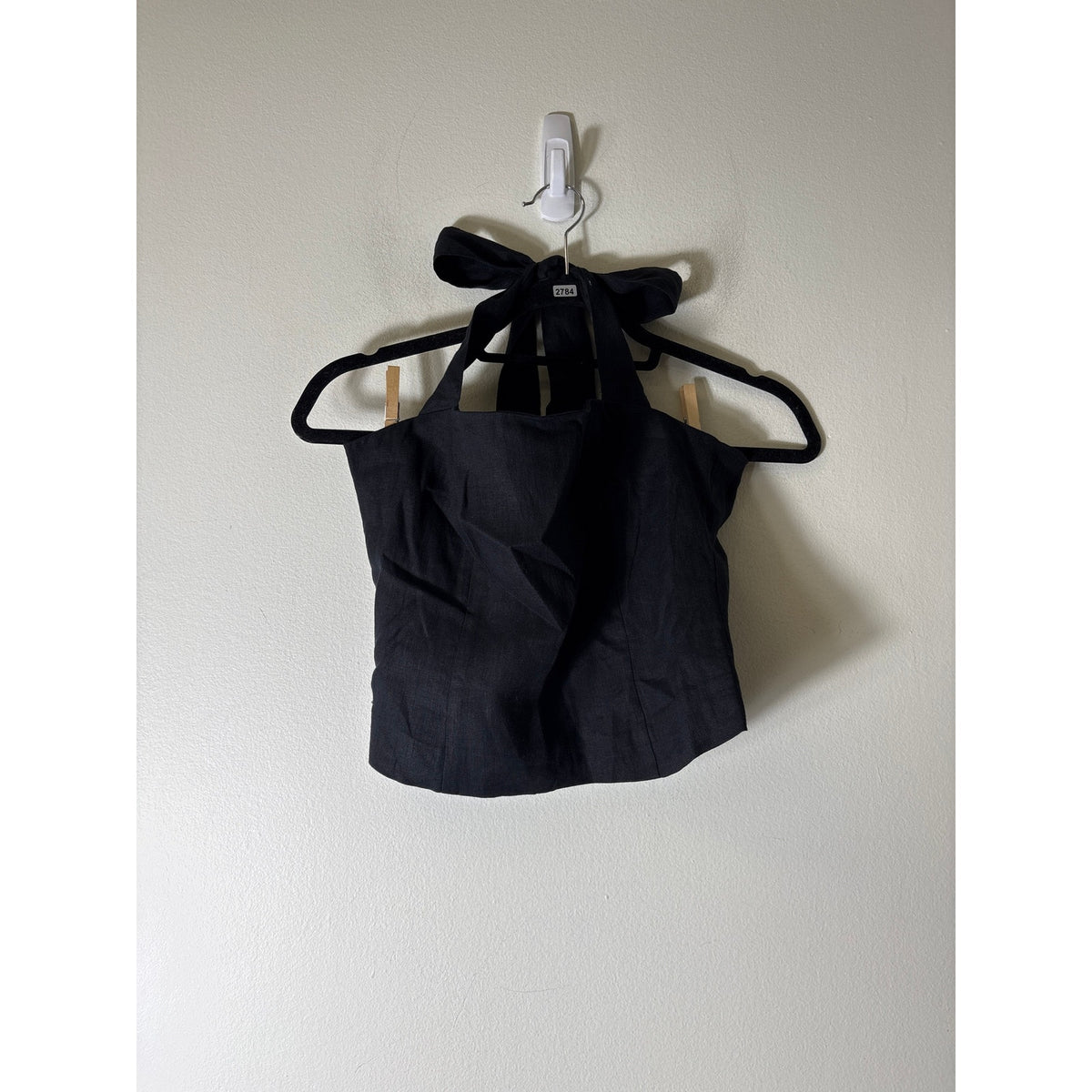NWT Boden Black Linen Halter Crop Top Sz 4