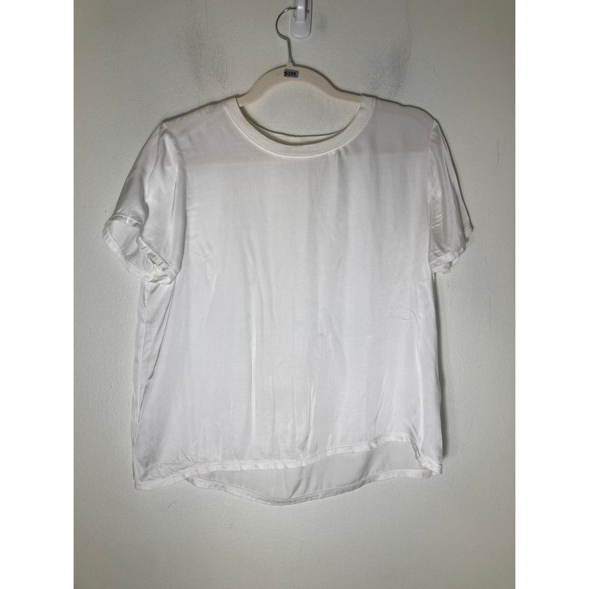 Nation White Soft Satin Short Sleeve Top Sz S
