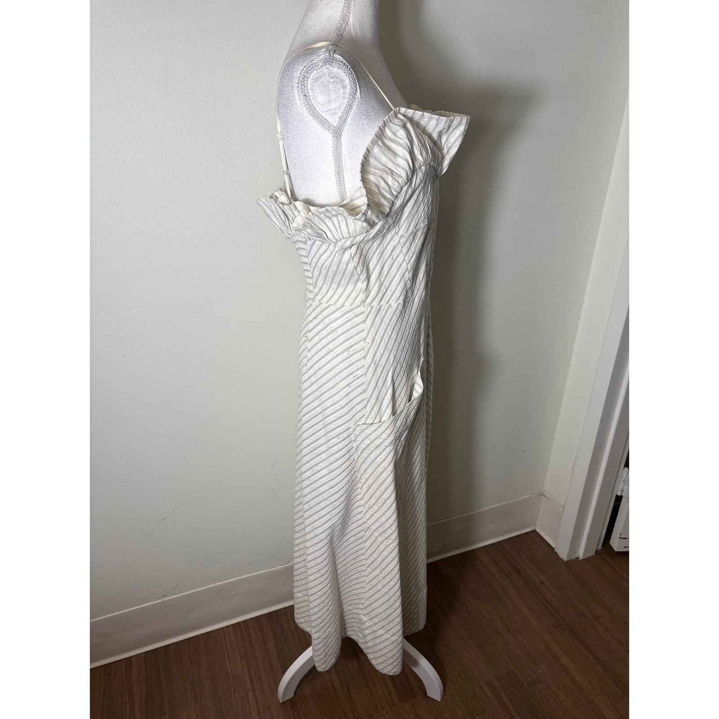 Rebecca Taylor Blue and White Spaghetti Strap Maxi Dress Sz 6
