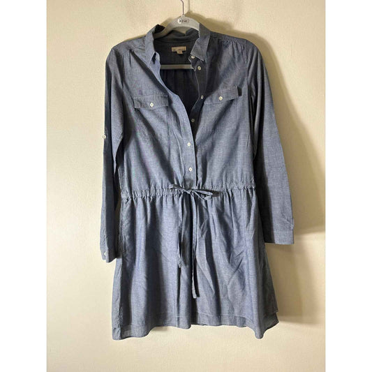 Gap Chambray Button Up Drawstring Mini Dress Sz XS