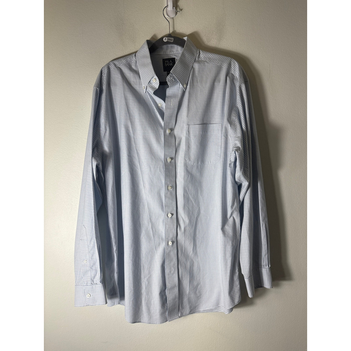 Jos A. Bank Light Blue Mini Plaid Button Down Cotton Shirt Sz 16-35