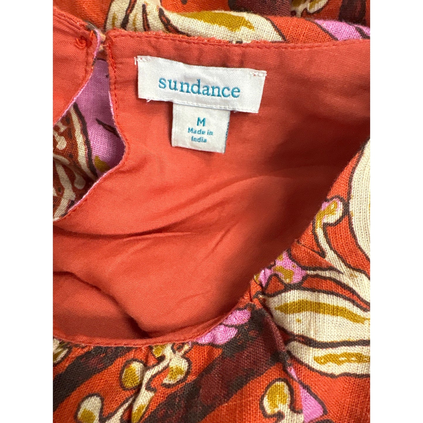 Sundance Dark Orange Purple Puff Sleeve Top and SKirt Set Sz M