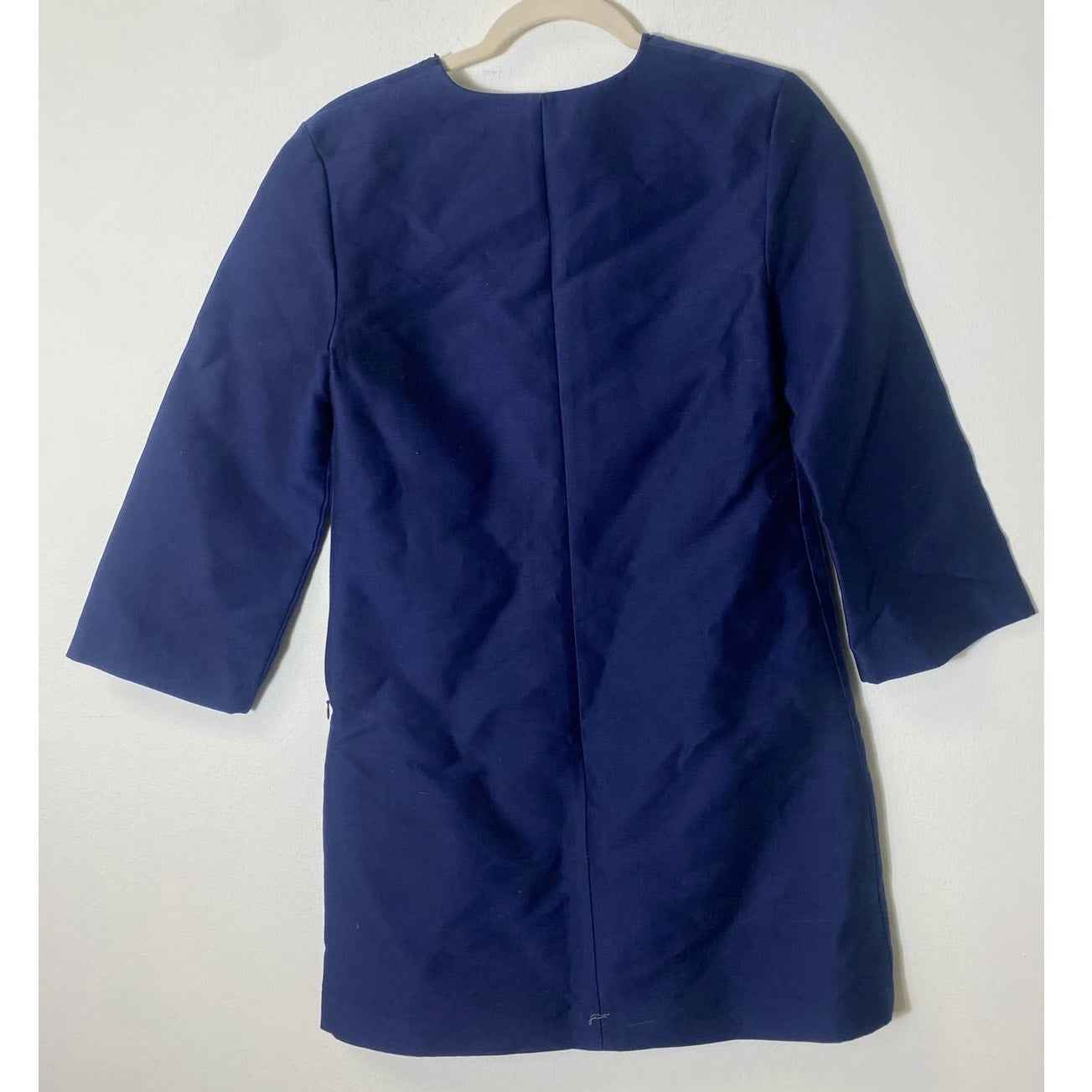 C Wonder Navy Blue Embroidered 3/4 Sleeve Tunic Dress Sz 4