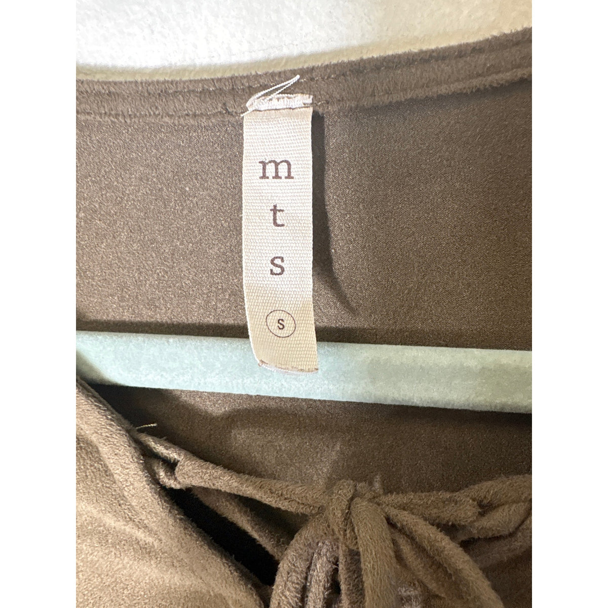 MTS Brown Long Bell Sleeve Knee Length Faux Suede Dress Sz S
