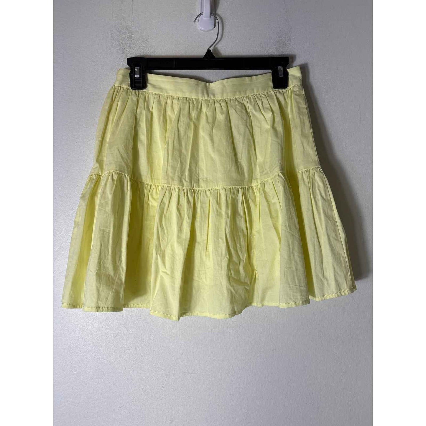 Staud Lemon Yellow Cotton A-Line Mini Skirt Sz 6