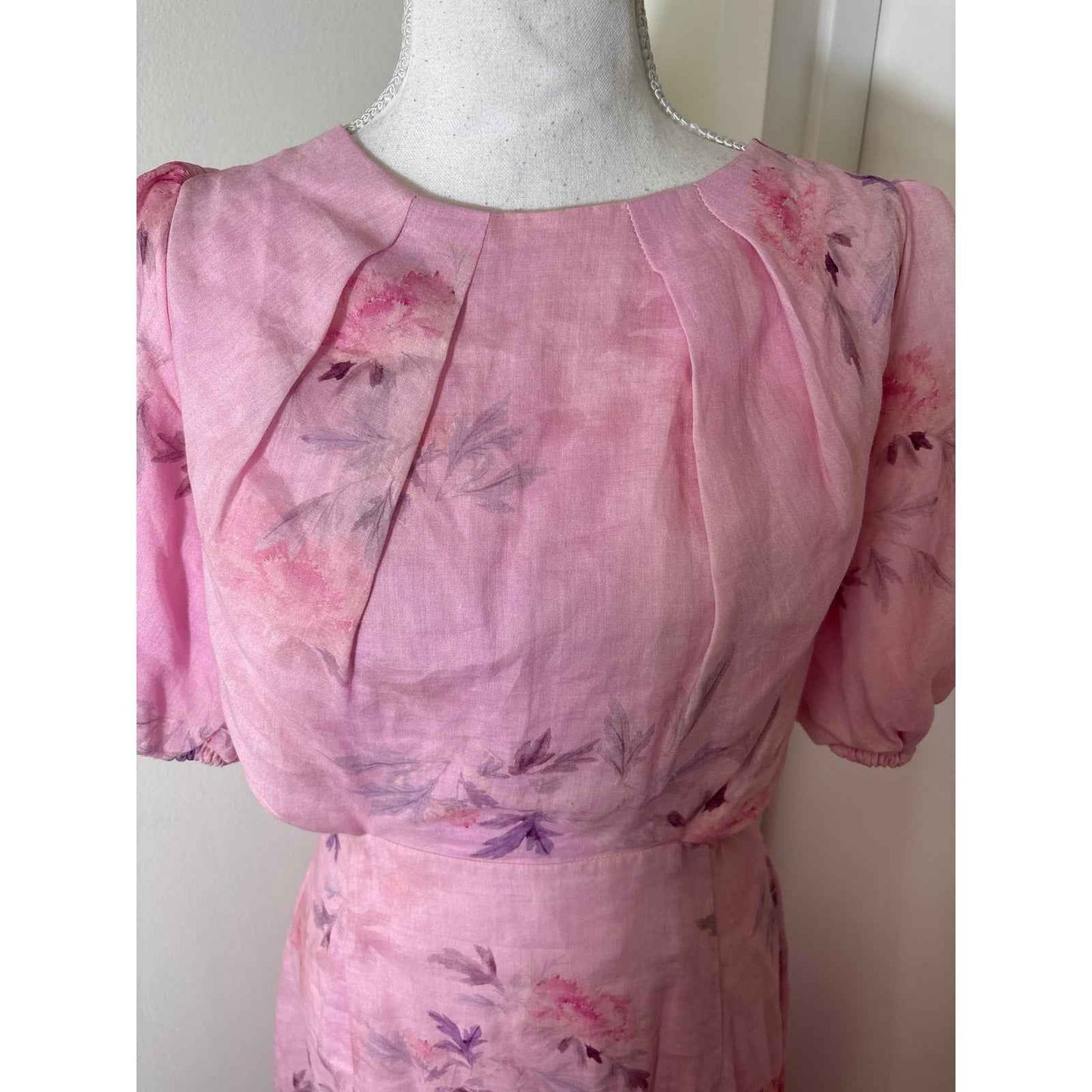 Bardot Pink Floral Backless Floor Length Dress Sz 4