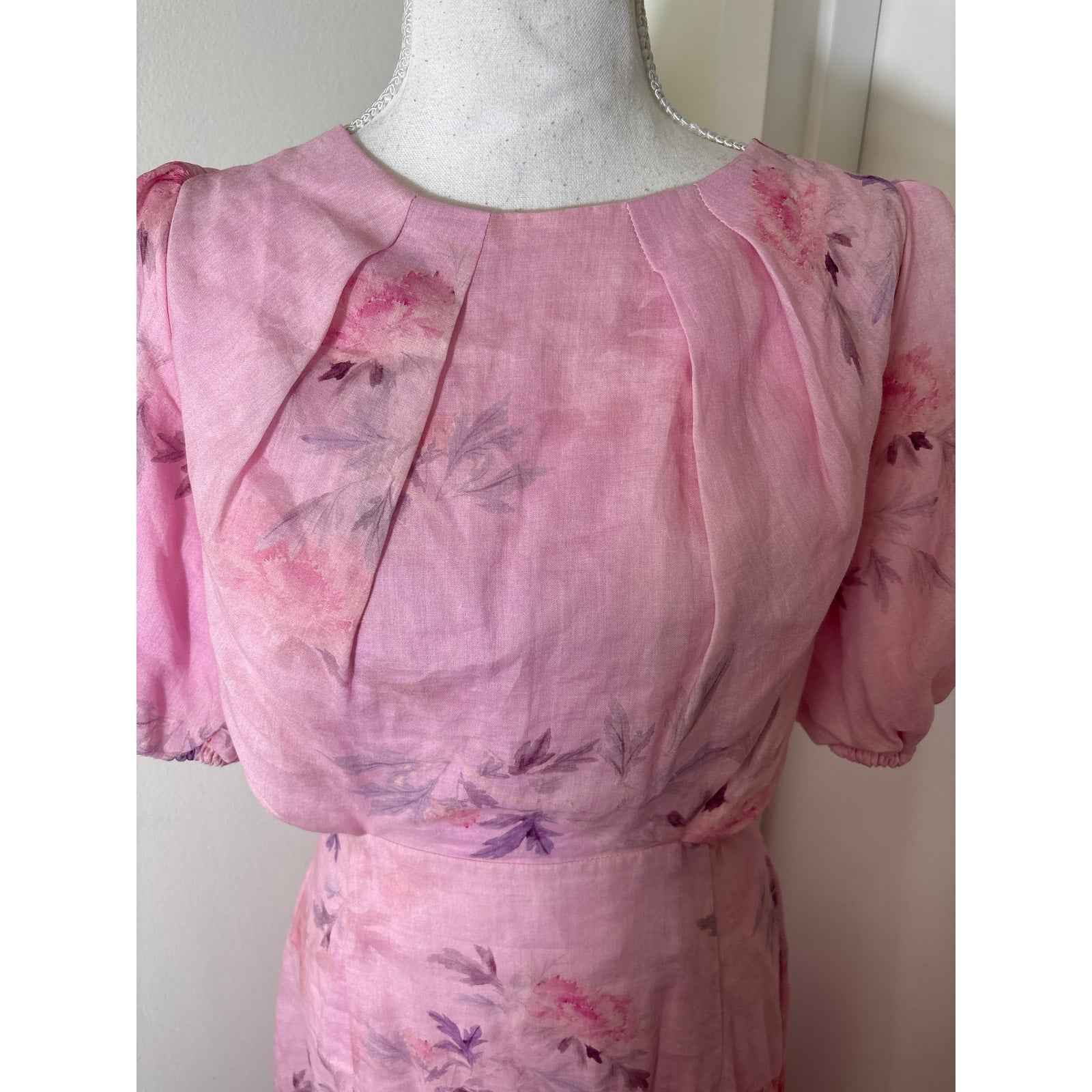 Bardot Pink Floral Backless Floor Length Dress Sz 4