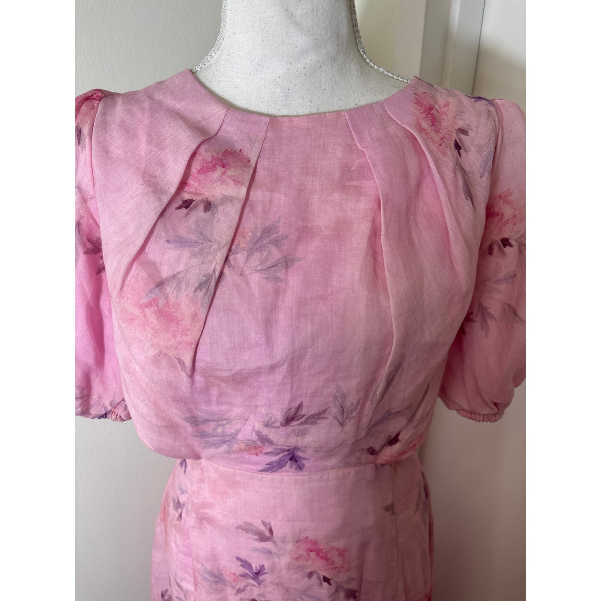 Bardot Pink Floral Backless Floor Length Dress Sz 4