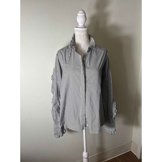 TG / The Garment Black and White Stripe Poplin Button Up Sz 8