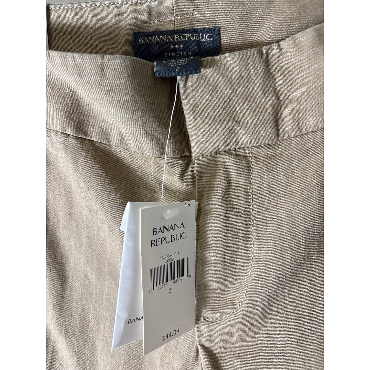 NWT Banana Republic Khaki and White Stripe Capri Pants Sz 2