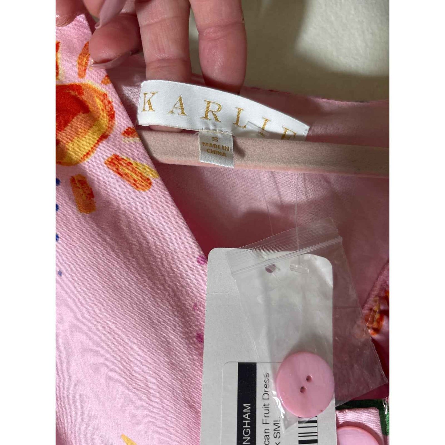 NWT Karlie Pink Tuscan Fruit Cotton Mini Dress Sz S