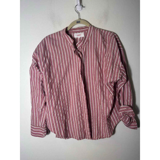 Xirena Pink White Stripe Long Sleeve Button Up Cotton Shirt Sz XS