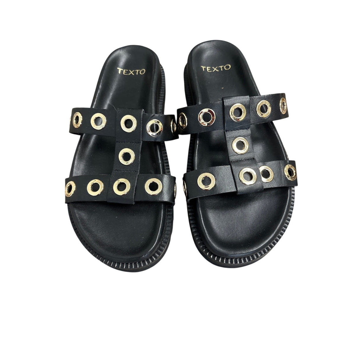 Texto Black Gold Ring Sandals Sz (Fits like) 8