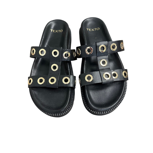 Texto Black Gold Ring Sandals Sz (Fits like) 8